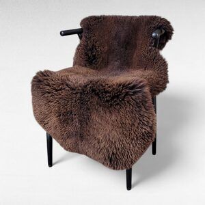 Beautiful Shape Large Lofty Brown Sheepskin 48" x 25"